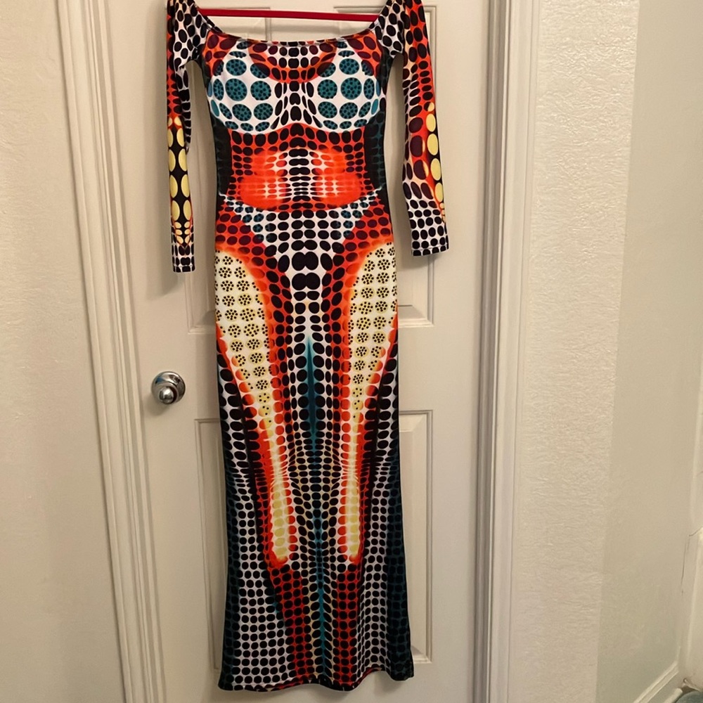 Colorful Geometric Patterned Maxi Dress